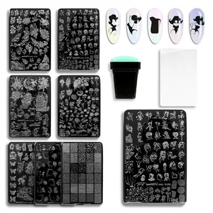 9,5x14,5 Maniküre DIY Bildplatten Dame Gesicht Stempel vorlagen Nail Art Stempel platten