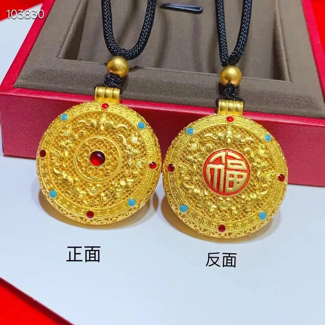Chinese Filigree 24K Real Gold Pendant Design and Customization Pendant Mould Design and Manufacturing Gem Pendant Processing