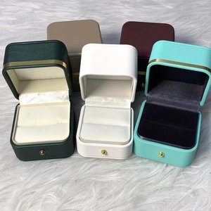 Modern Rectangular <b>Jewelry</b> Box With Magnetic Snap Closure Lined Interior For Storage White And Teal Colors - Product Image 4