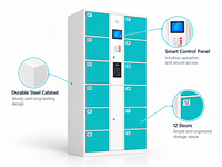 Casier de rangement intelligent à 12 portes pour salle de sport, armoire à serrure électronique avec système de contrôle numérique, casier de rangement métallique personnalisé