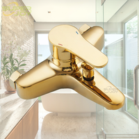 Ensemble de robinetterie de douche murale mitigeur chaud/froid avec finition or brossé, kit de robinet de salle de bain moderne en zinc avec pommeau de douche à jet doux