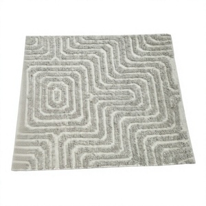Tapis en laine noué à la main de couleur ivoire géométrique - Product Image 4
