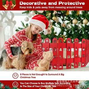 <b>Christmas</b> <b>Tree</b> Fence Wood Rectangle Red Holiday Decoration <b>Christmas</b> <b>Tree</b> <b>Base</b> Stand Accessory - Product Image 3