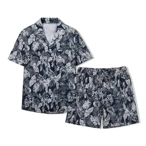 New Product Summer Men Two Piece Set Clothing Short Sleeve Shirt And Shorts Suits Hawaiian Beach Wear Short Pants 2 Piece Set