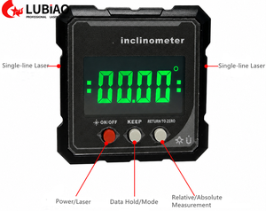 Inclinometro Digitale Laser a 2 Lati con Telaio in Alluminio e Magneti su 4 Lati, Batteria Ricaricabile - Product Image 2