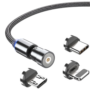 2m Nylon Tresse Fil Micro 8pin USBC Flexible 540 Rotatif <span class=keywords><strong>Double</strong></span> Rotation Interface Magnétique Fort Câble Avec Indicateur LED - Product Image 1