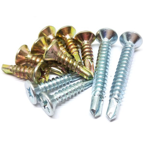 Trắng mạ kẽm rãnh ổ đĩa M3.5 Đầu phẳng tự khoan vít để lắp đặt cửa nhà để xe - Product Image 1