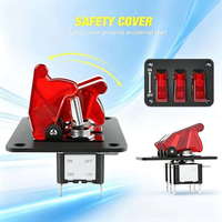 Panneau de commutation à bascule 3 gangs 12V avec LED rouge, interrupteur à bascule d'allumage 3 broches SPST étanche pour voiture, camping-car, bateau, tout-terrain, camion