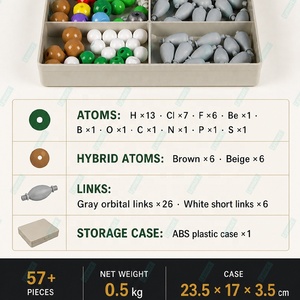 แบบจำลองโมเลกุล 57 ชิ้น ตามทฤษฎี VSEPR แบบ 3 มิติ แสดงวงโคจรอิเล็กตรอนไฮบริด และการไฮบริดของวงโคจร สำหรับ BeCl2, <span class=keywords><strong>BH3</strong></span>, CH4, <span class=keywords><strong>NH3</strong></span>, H2O, PCl5, SF6 - Product Image 3