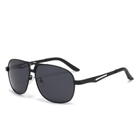 Lunettes de soleil aviateur pour homme, monture rectangulaire, verres polarisés UV400, style conduite, monture complète, design or et noir