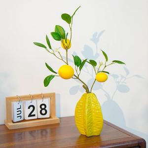Planta Artificial de Limón con Florero de Cerámica, Decoración para Interiores del Hogar, Decoración para Bodas - Product Image 1