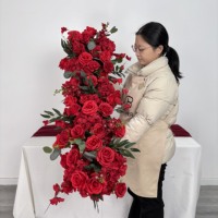 Chemin de table artificiel haut de gamme pour décoration de centre de table de mariage, design floral, fournisseur en gros