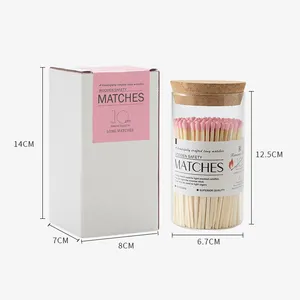 Wholesale Luxury Home Decor Wooden Colorful Matches In Glass Jar Scented Candle Lighter Matches