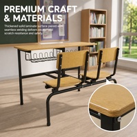 Ensemble de bureau et chaise double pour étudiants, structure en acier, bureau scolaire durable pour salle de classe