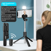 2024 vente chaude R1s sans fil 360 Rotation Selfi Stabil Stick support de téléphone portable 3-en-1 BT Celular Selfie avec Mini lumière LED