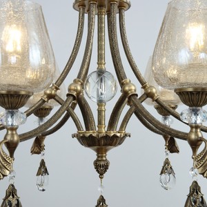 โคมไฟระย้าโครงโลหะโค้งหรูหรา - โคมไฟห้อยแก้วลายแตกแบบปรับแต่งได้สำหรับวิลล่าและโต๊ะอาหารเชิงพาณิชย์ - Product Image 5