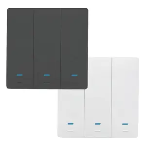 Smart Life/Tuya APP Remote Kontrol WiFi 10A Tombol Tekan Cerdas Saklar Lampu Nirkabel 3 Gang WiFi Saklar Dinding Google Home Alexa