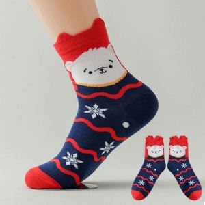 Chaussettes de compression de Noël pour femme, motif Père Noël, bonhomme de neige, dessin animé Kawaii, animaux mignons, cadeau original en fibre de polyester - Product Image 4