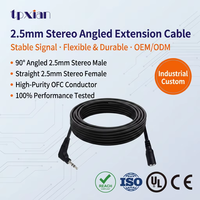 Cable de Extensión de Audio TRS de 2.5mm, Ángulo Recto de 90 Grados, Macho a Hembra, para Micrófono y Cámara, OEM de Fábrica