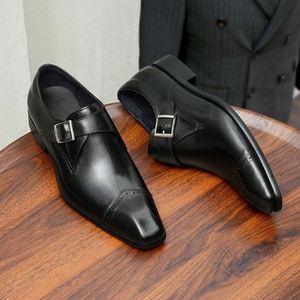 2025 New Model Hot-Selling Handcrafted Custom-Made Retro-Buckle Business Formal Leather <b>Shoes</b> <b>Height</b> <b>Increasing</b> Autumn - Product Image 2