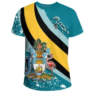 Großhandel Custom ized Plain DIY O-Ausschnitt Herren Die Bahamas Flag Print Sport Wear für Mann Sommer Kurzarm Herren Atmungsaktives T-Shirt