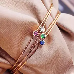 Elegant Vintage style natural Diamond Ruby and Sapphire Bracelet Colourful Gemstone 18K pure gold Open bracelet for girl