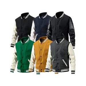 Groothandel Custom Designer Logo Jassen Casual Baseball Jas Letterman Jas Katoen Unisex Varsity Jassen