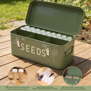 Metal Seed Storage Organizer Kit 30 Bottles 4-Compartment Locking Box <strong>Bohemian</strong> Design Durable 20-35L Capacity - Product Image 4