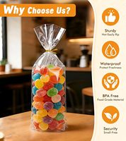 Sacs en cellophane à fond plat avec soufflet, résistants à l'humidité, de qualité alimentaire, avec insert en papier pour aliments pour animaux, aliments en conserve et chewing-gum