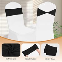 Nœuds de chaise noirs unis extensibles avec boucles décoratives pour mariage