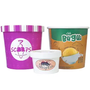 16oz dùng một lần Ice Cream bao bì Ice Cream container bồn với nắp giấy Ice Cream cup