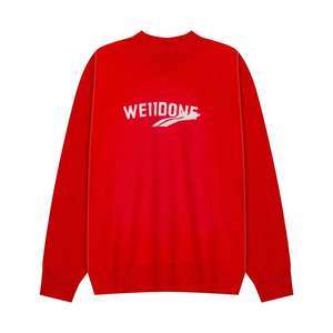 Autumn and winter letter round neck sweater loose plus size slimming knit sweater lazy style top thickened WE11DONE hem missing - Product Image 3