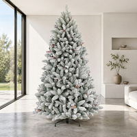Sapin de Noël Artificiel Floqué de Haute Qualité, Écologique, Forme Complète, 1,5-3 m, Pré-éclairé avec Lumières LED, Conception Articulée, Installation Facile en Intérieur