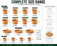 Conteneur alimentaire en papier kraft blanc imprimé sur mesure, bol à soupe et salade jetable avec couvercle, revêtement PE PLA de qualité alimentaire, vente en gros