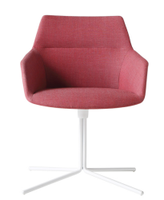 Chaise de salle à manger en microfibre rose avec base pivotante à 5 étoiles et structure en bois rembourrée, design moderne pour la maison, l'hôtel, l'appartement