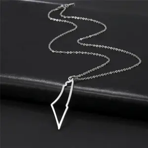 Collier pendentif Palestine pour femmes en acier inoxydable pays géographie chaîne collier bijoux cadeau en gros