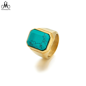Bague en acier inoxydable avec pierre naturelle œil de tigre et <span class=keywords><strong>lapis</strong></span>-<span class=keywords><strong>lazuli</strong></span>, bijoux pour femme et homme, plaqué or 18 carats PVD, bague signet - Product Image 4