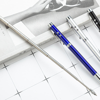 Stylo pointeur rouge 5 en 1 rétractable télescopique avec antenne, pointeur pédagogique, stylo magnétique, lampe torche LED, stylo à bille avec étui en métal