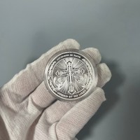 Pièce commémorative religieuse plaquée or double face avec Jésus et croix en relief 3D - Pièce de défi de foi religieuse