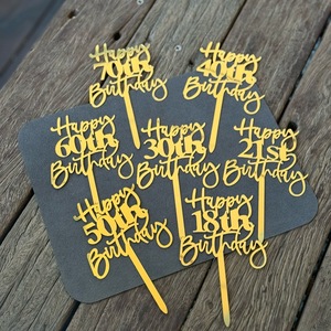 Adorno de acrílico para pastel con diseño de miel y dulzura, para cumpleaños número 18, 21, 50, decoración para pastel de feliz cumpleaños, para fiesta de cumpleaños - Product Image 3