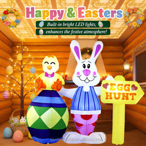 Decoraciones inflables de Pascua de 6 pies para exteriores, conejo gigante de Pascua con letrero direccional, inflable con luces LED para el hogar, jardín, fiesta de primavera - Product Image 5