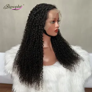 Pemasok rambut manusia alami kelas atas, wig keriting Pixie renda transparan Frantal hitam alami