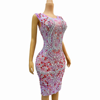 Novance Y3828 été femmes vêtements 2024 Zomer sans manches Club robes Sexy femmes vêtements rouge diamants robe