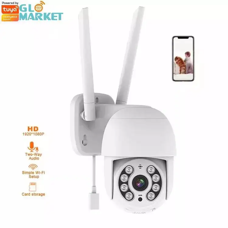 Glomarket Tuya Wifi Smart Camera 2mp Two-way Audio Ip66 Waterproof Security App Control Ptz Outdoor Smart Home Camera