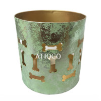 Atiqco Vert Capsule Jali Fer Laiton Votive Titulaire À La Main Élégant Moderne Bougeoir pour La Décoration De La Maison Modèle 788795 Chaude