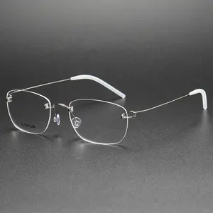 SH297 China Manufacture Rimless Optical Eyeglasses Frames Women Stock Titanium Glasses Eyewear