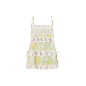 Casual Vacation Sleeveless Vest, Women Patchwork Print Spaghetti Strap <strong>Cami</strong> <strong>Top</strong> With <strong>Lace</strong> <strong>Trim</strong> - Product Image 5