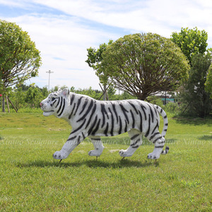 Jardín Animal Escultura Fibra de vidrio Gran exterior Estatua de tigre blanco para la venta - Product Image 4