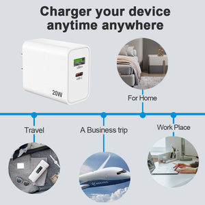 מטען מהיר TKT עם שני חיבורי USB Type-C ו-USB-A, PD 3.0 20W, לטלפון ולמחשב נייד, מתאם מתח נייד עם תקע קיר - Product Image 3
