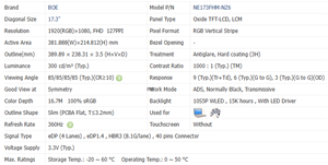 Écran d'ordinateur portable NE173FHM-NZ6 BOE 17,3 pouces, écran tactile FHD eDP 40 broches 360 Hz 16,7M 100% sRGB pour jeux - Product Image 2